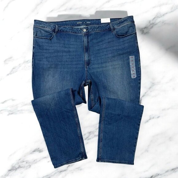 Old Navy Wow High Rise Straight Jeans Plus Size 28 Campache Wash Denim 734874 - Picture 1 of 10